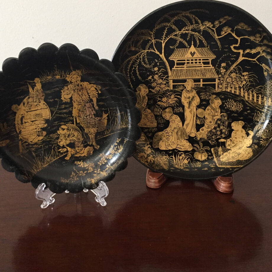 Two Black Lacquer Dishes