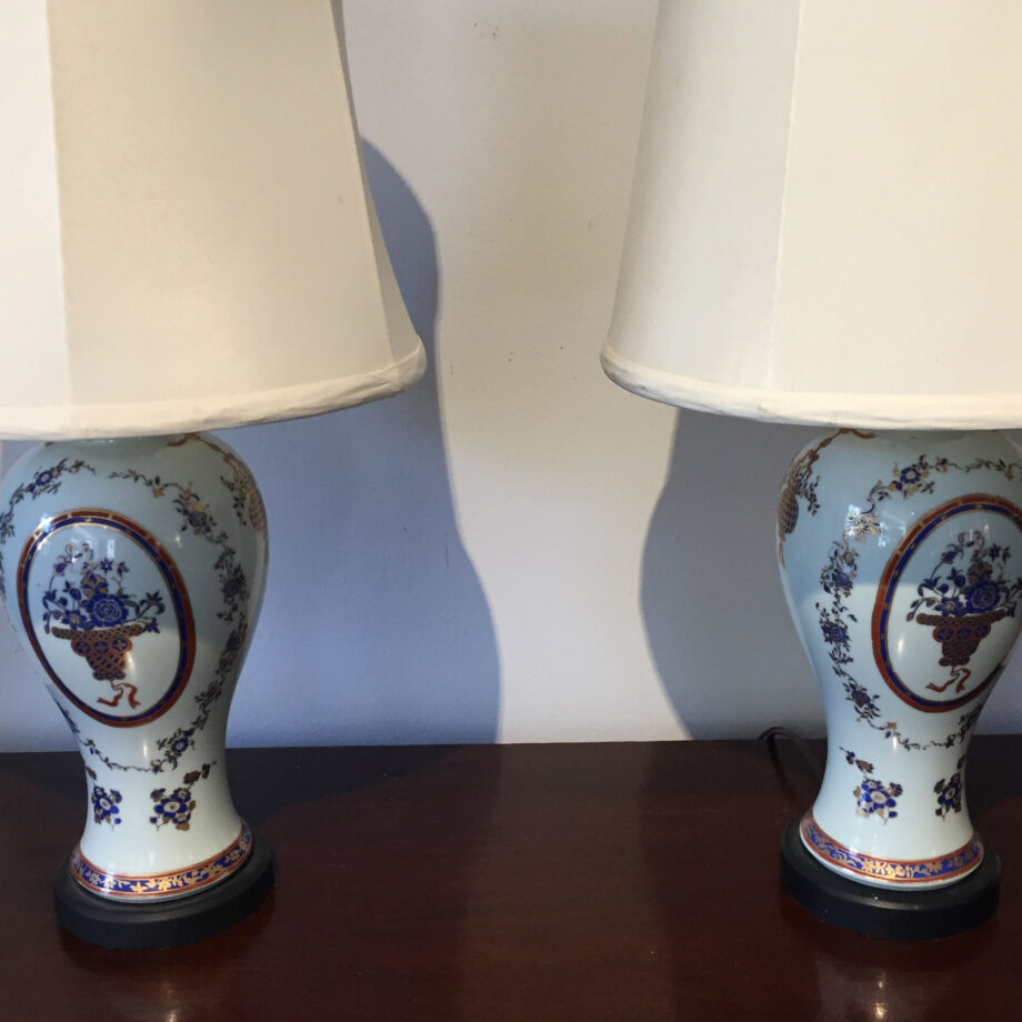 Matched Pair of Porcelain Lamps