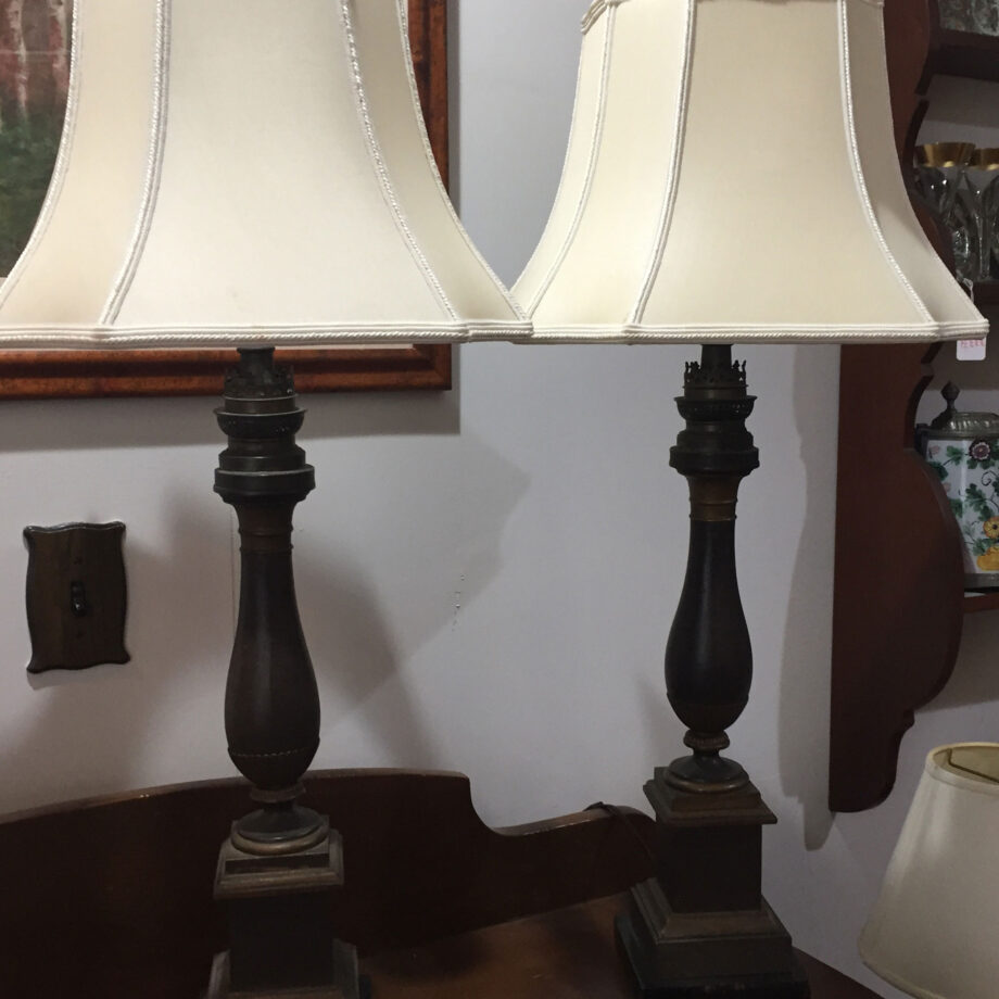 Pair of Painted Tole  Lamps