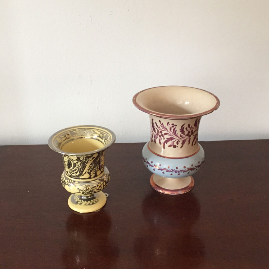 Two Luster Spill Holders