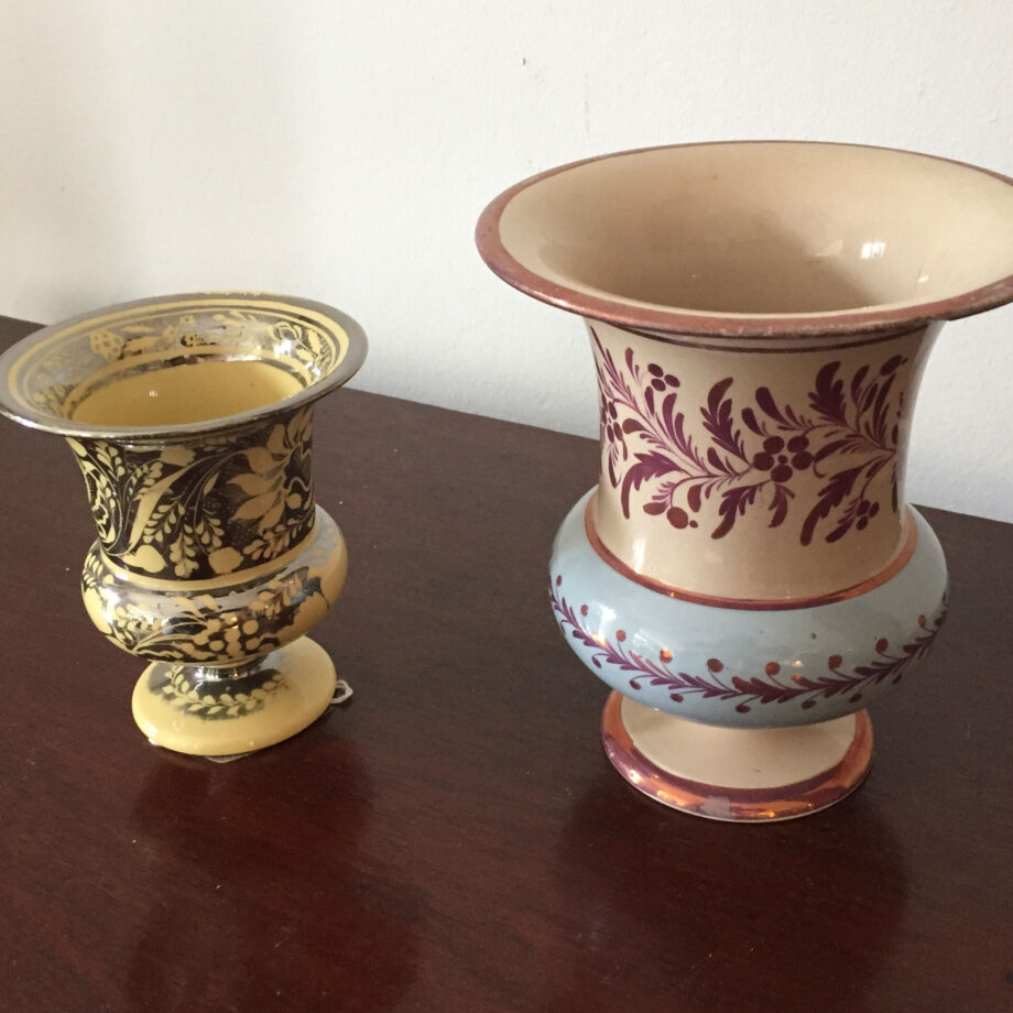 Two Luster Spill Holders