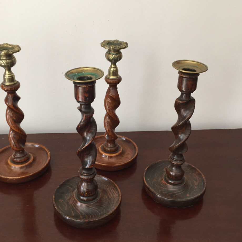 Two Pairs of Barley Twist Candlesticks