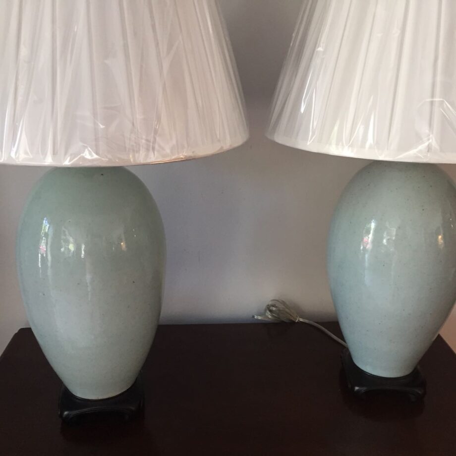 Matched Pair of Celadon Lamps