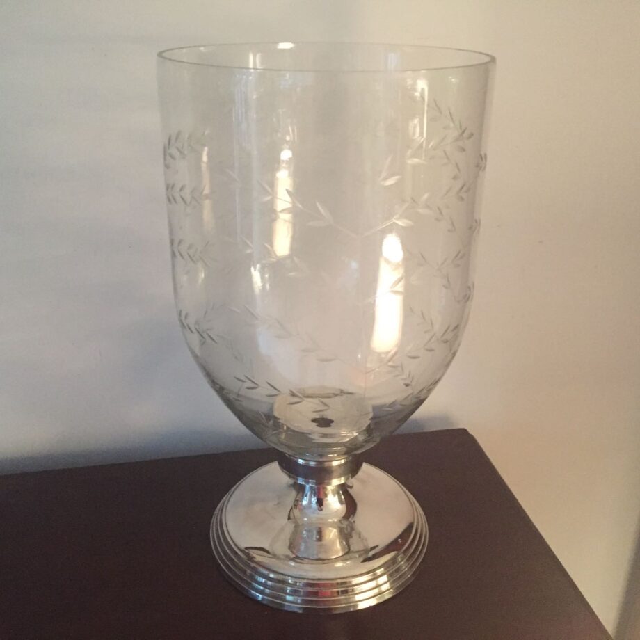 Tall Etched Glass Hurricane