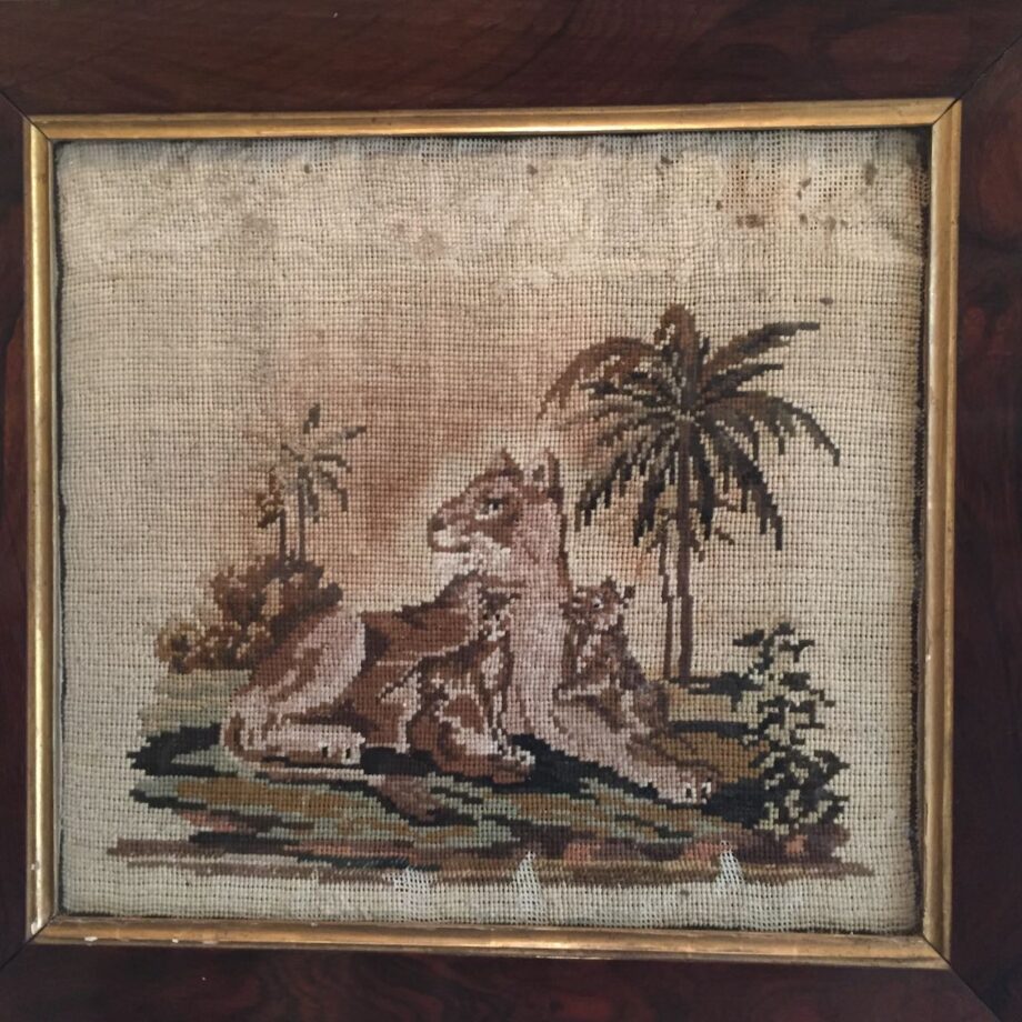 Framed Tiger Needlepoint