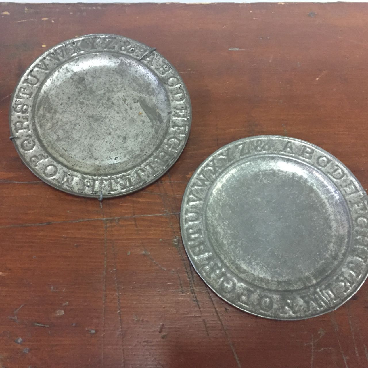 Two Tin Alphabet Plates – Boyd's Antiques