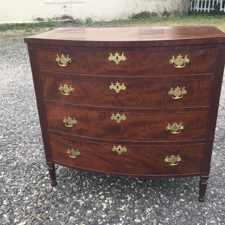 Sheraton Bowfront Chest Of Drawers