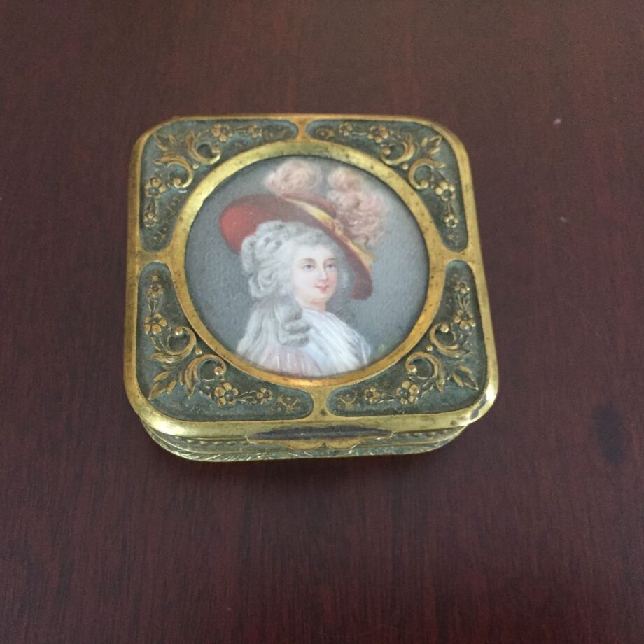 Miniature Brass Porcelain Portrait Box