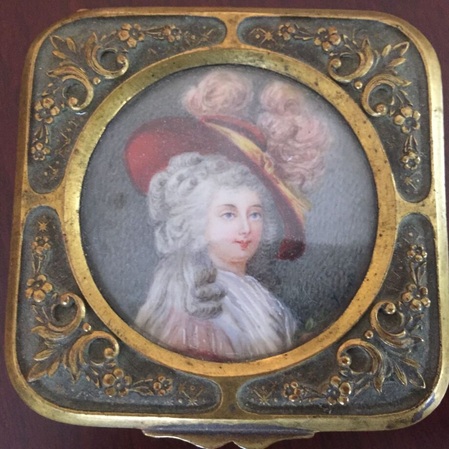 Miniature Brass Porcelain Portrait Box