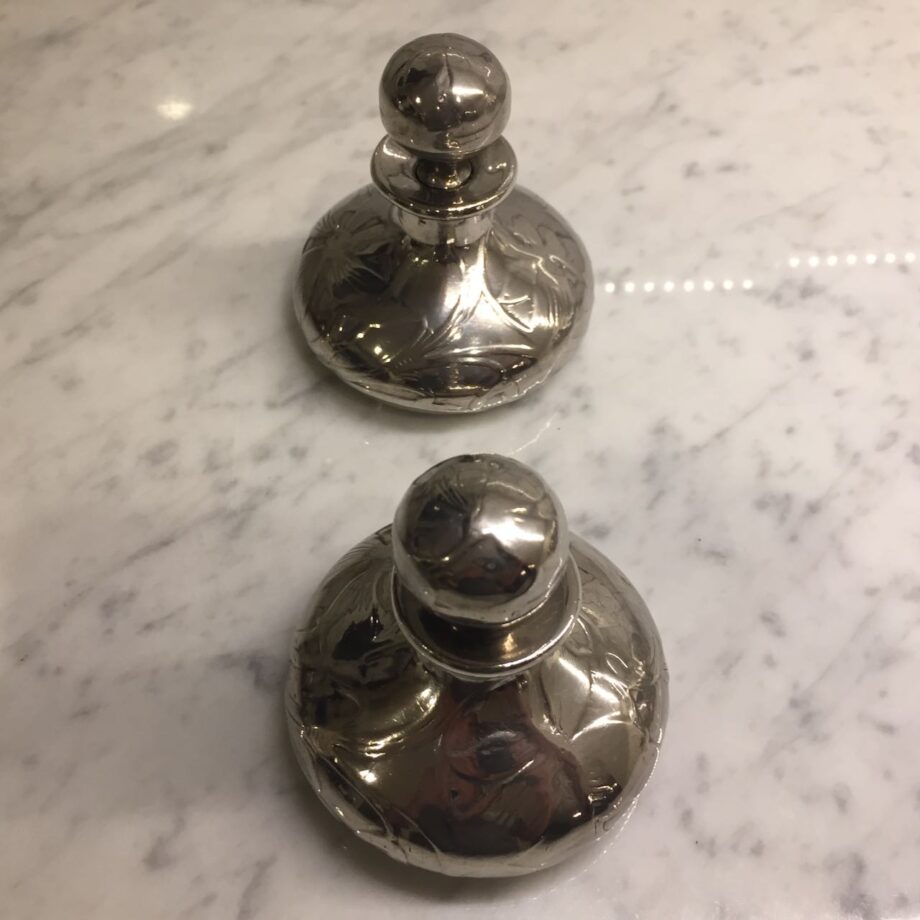 Matched Pair Of Silver Perfume Bottles