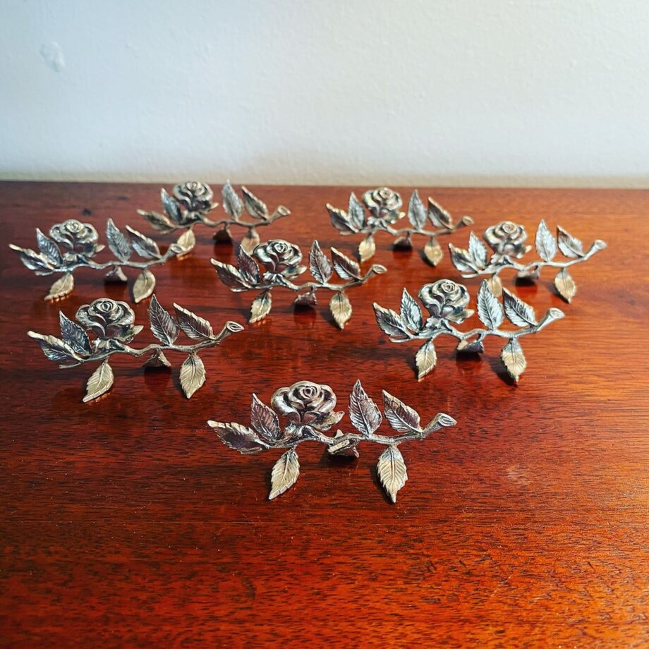 Silver Floral Place Card Holders