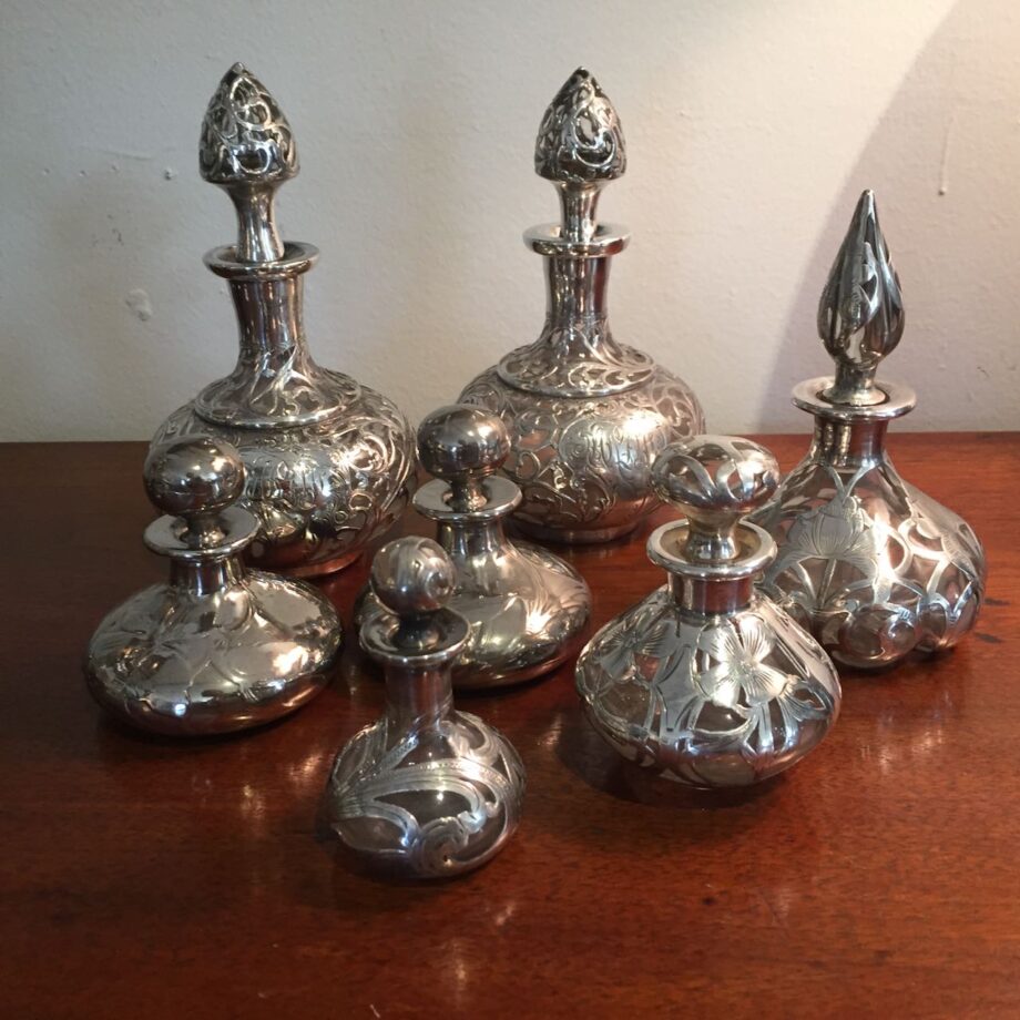 Assorted Silver Overlay Perfume Bottles