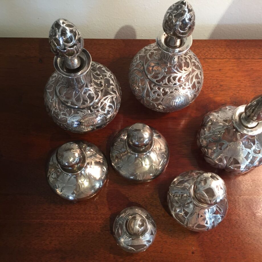 Assorted Silver Overlay Perfume Bottles