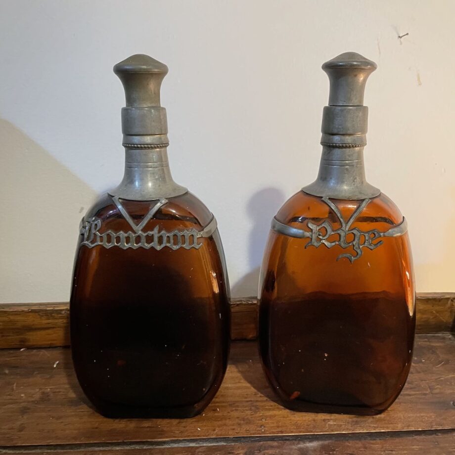 Pewter Topped Liquor Bottles