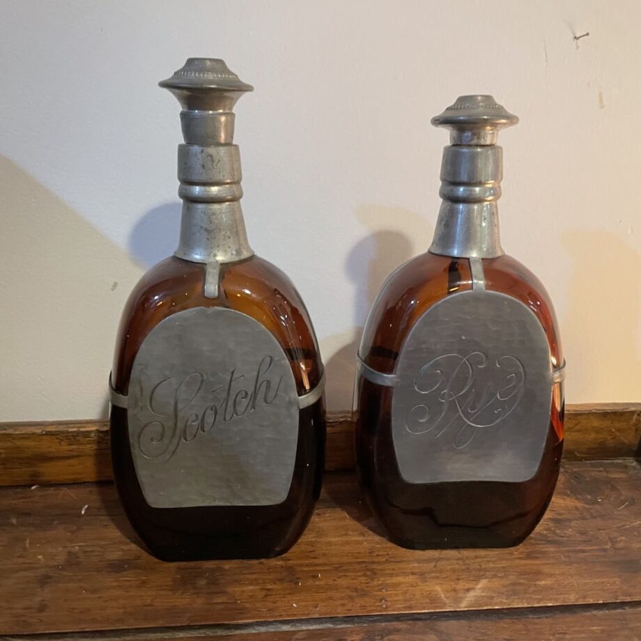 Pewter Topped Liquor Bottles