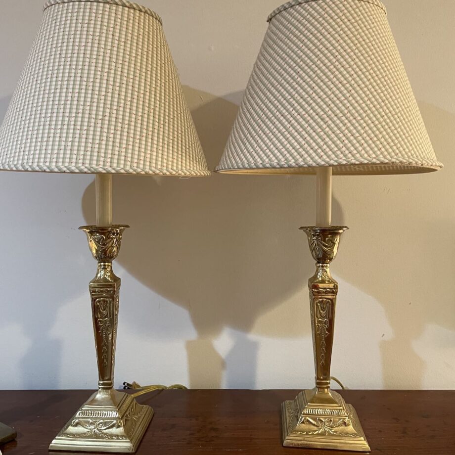 Pair Of Brass Candlestick Lamps