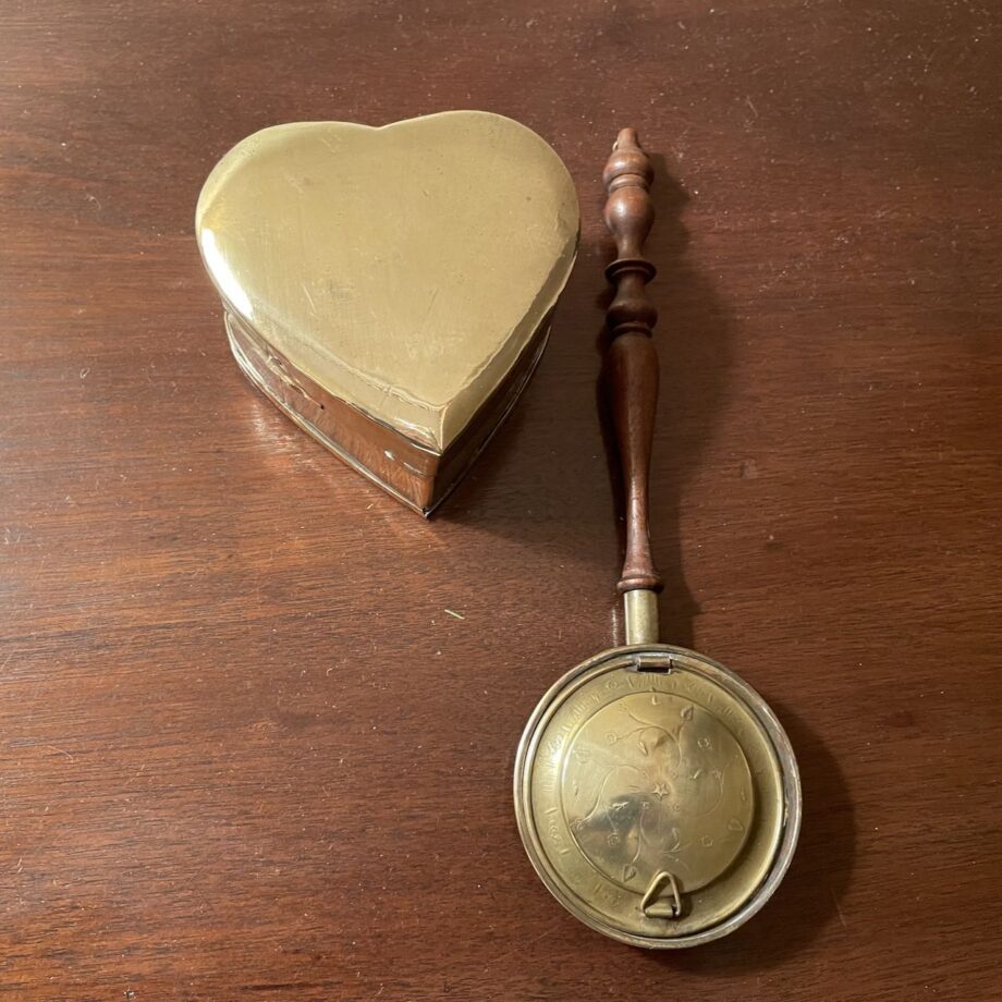 Brass Heart Box And Miniature Bed Warmer