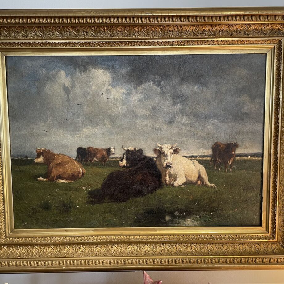 Oil On Canvas Of Cows