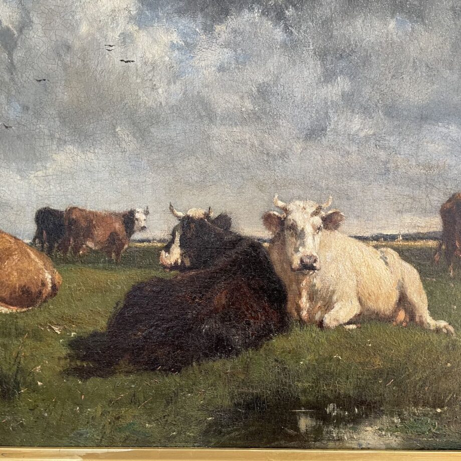 Oil On Canvas Of Cows