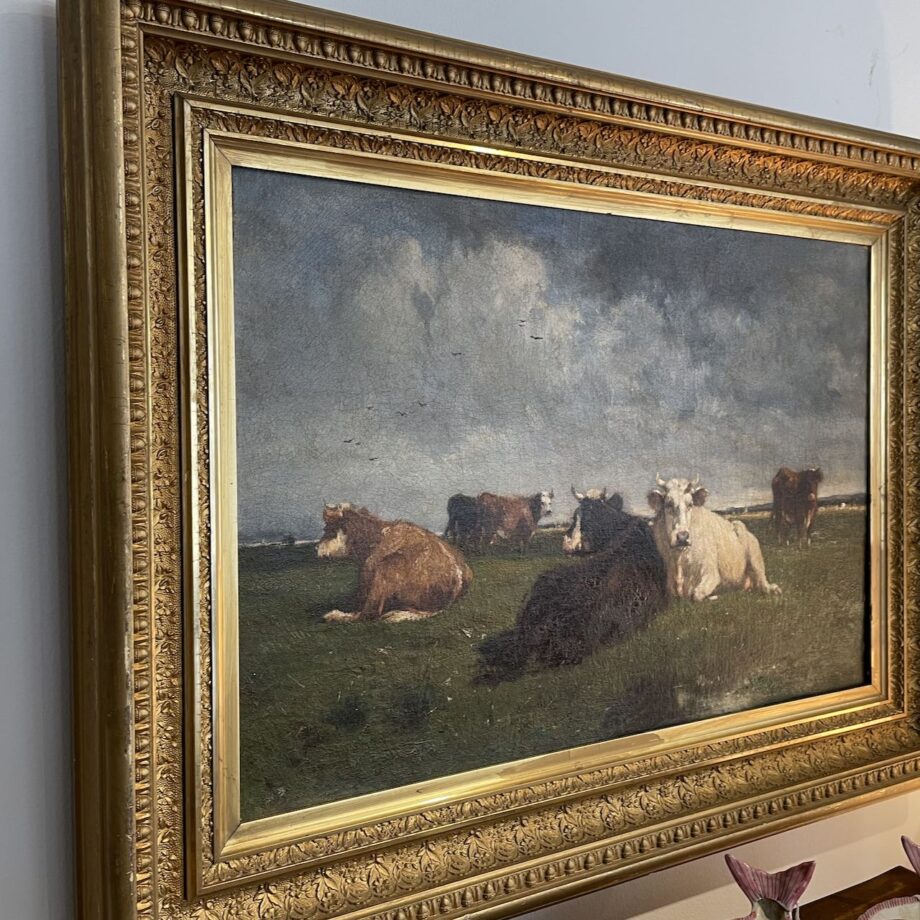 Oil On Canvas Of Cows