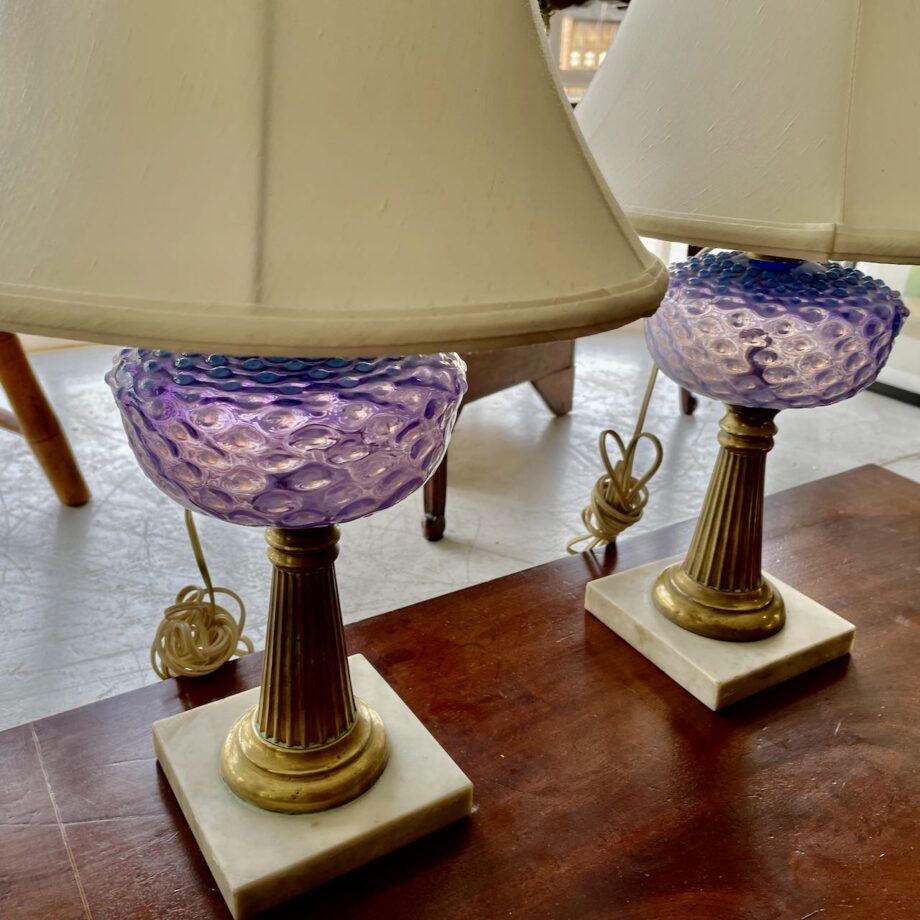 Matched Pair Of Amethyst Lamps