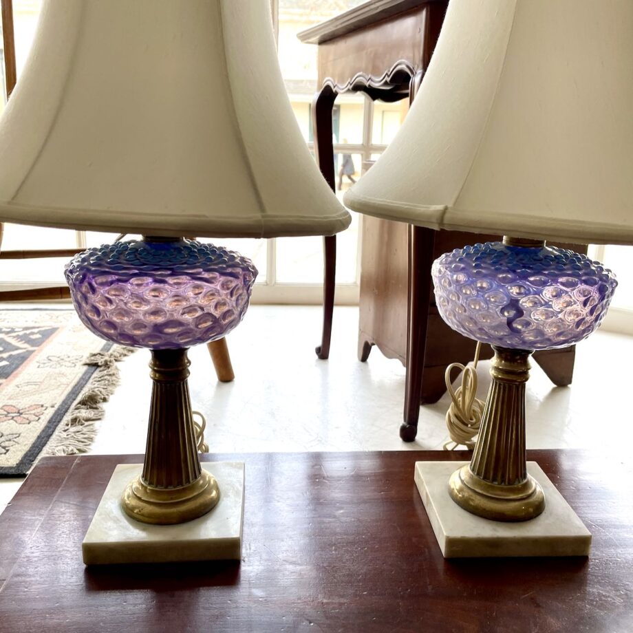 Matched Pair Of Amethyst Lamps