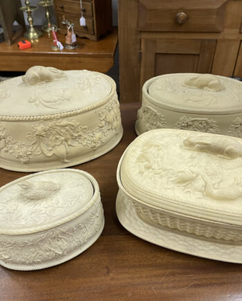 Four English Caneware Game Pie Pieces