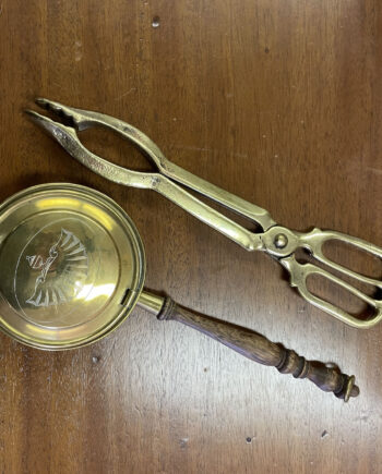 Miniature Brass Bedwarmer and Brass Ember Tongs