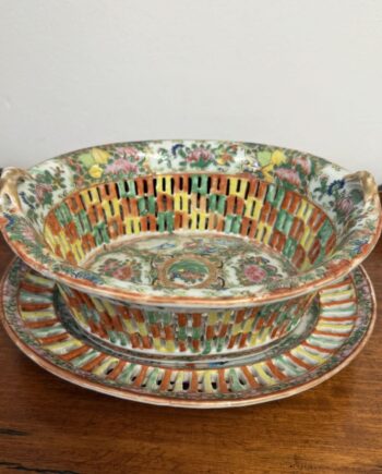 Rose Medallion Reticulated Fruit Basket