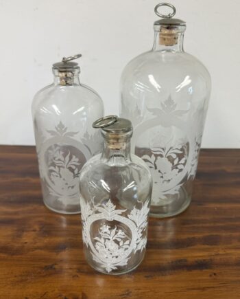 French Frosted Etched Apothecary Bottles