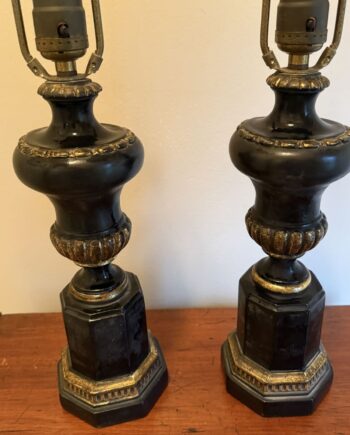 Matched Pair Of Black Lamps