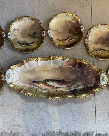Limoges Hand Painted Fish Set